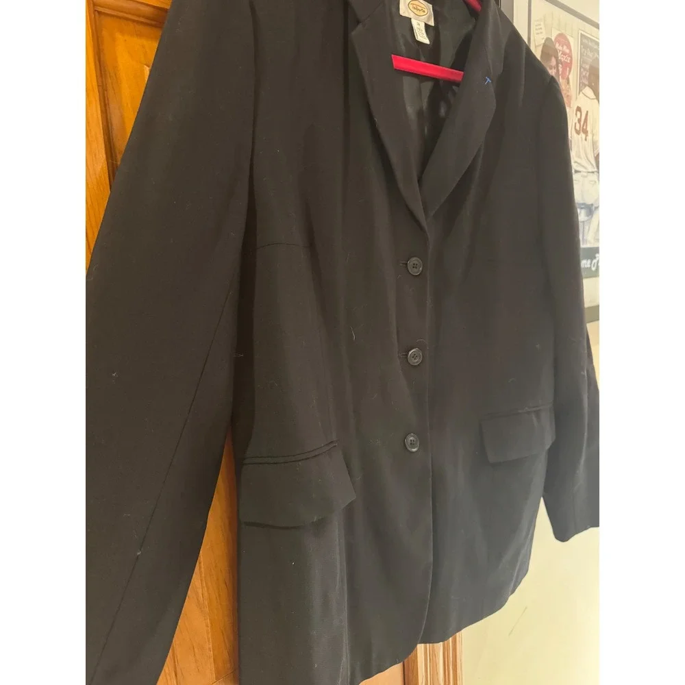 Talbots Womens‎ Black 100% Italian Wool 3-Button Blazer Jacket Size 14